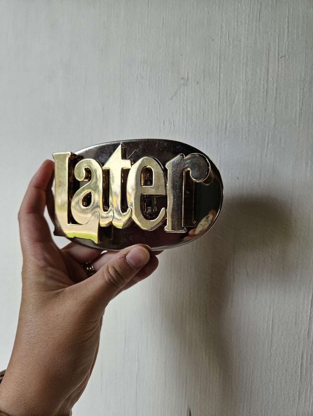 Vintage Brass "Later" Paperweight And Clip